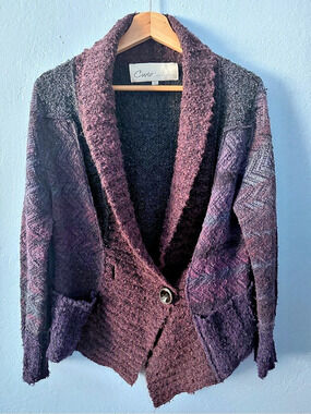 Curio New York Structured Knitted Blazer in Purple, Indigo, &  Burgundy in LG